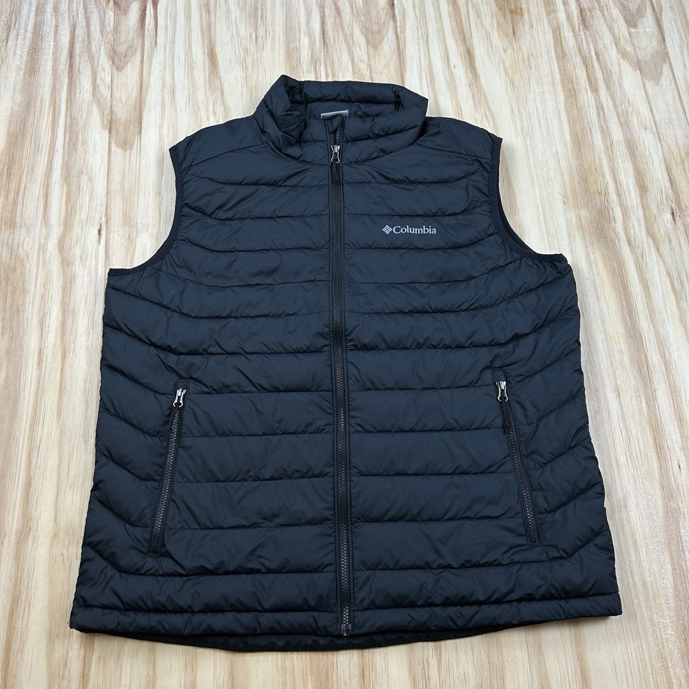 Columbia Omni-Heat Men's XL Black Insulated Puffer Vest Winter Warm Outdoor